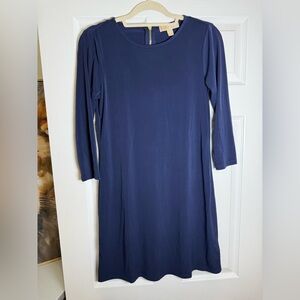 Michael Kors Navy Blue Long Sleeve Shift Dress